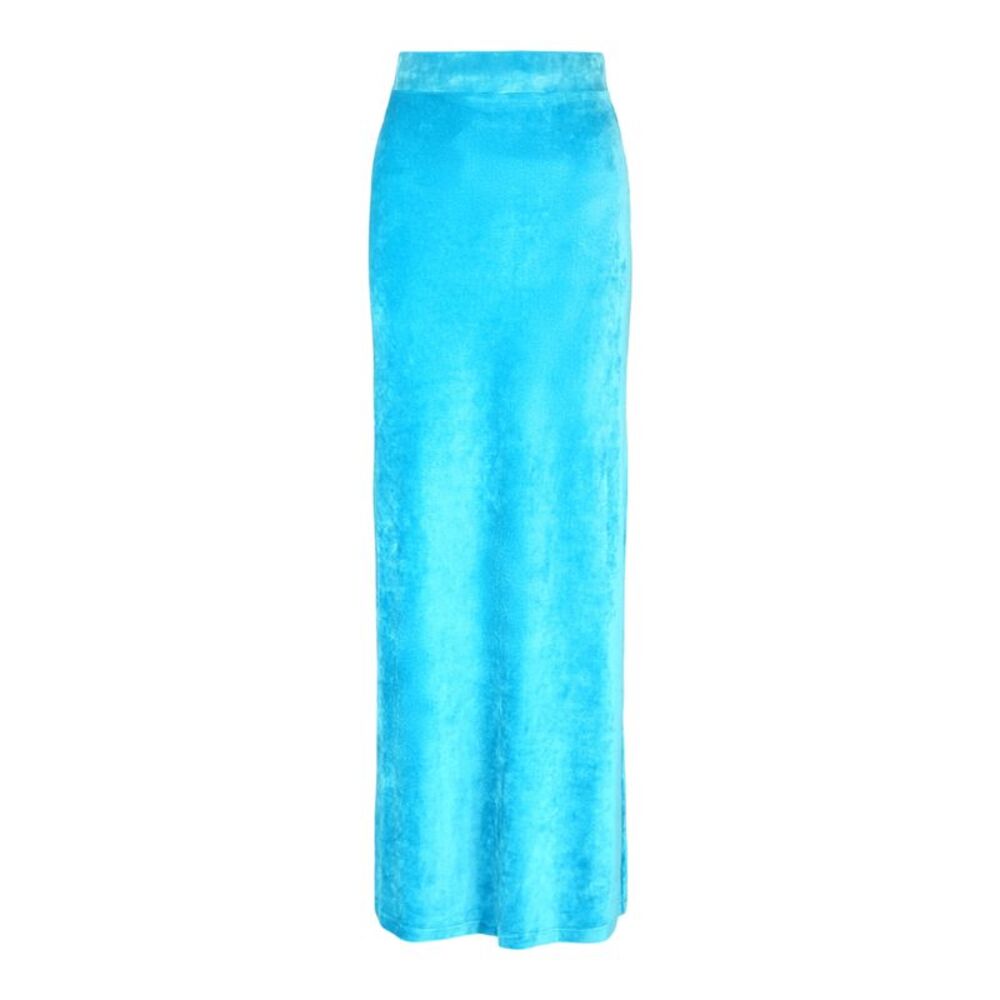 Balenciaga High-Rise Velvet Maxi Skirt Blue Womens